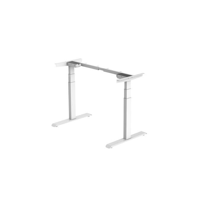 Stoo® Desk Duo PRO sähköpöytä - Valkoinen runko, meripihkatammi pöytälevy