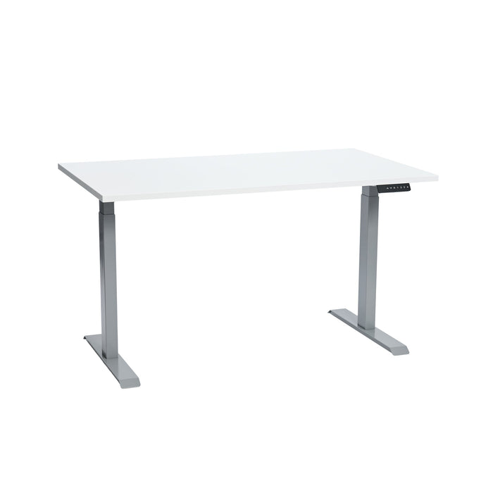 Stoo® Desk Duo PRO sähköpöytä - Harmaa runko, valkoinen pöytälevy