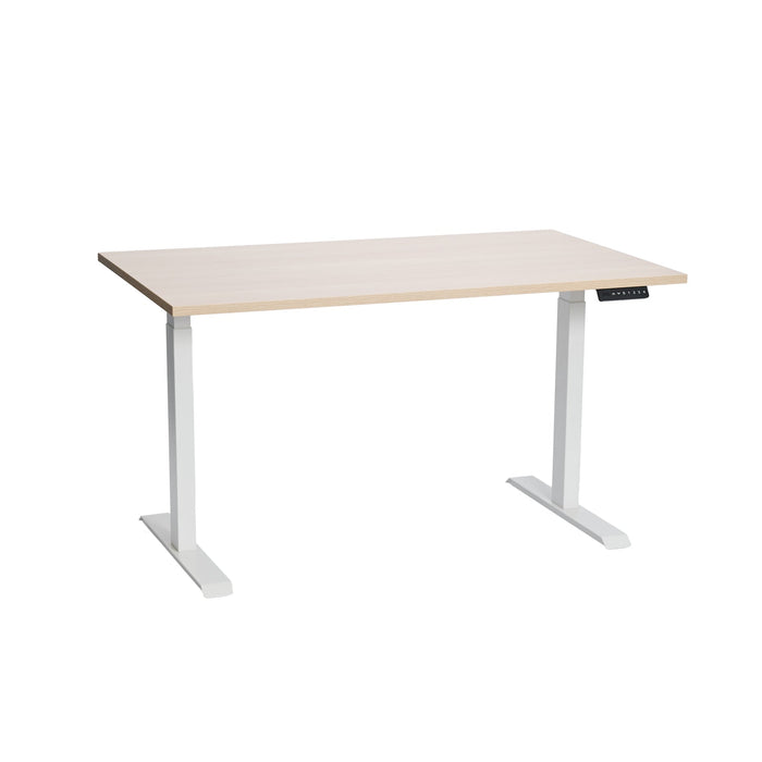Stoo® Desk Duo PRO sähköpöytä - Valkoinen runko, valkotammi pöytälevy