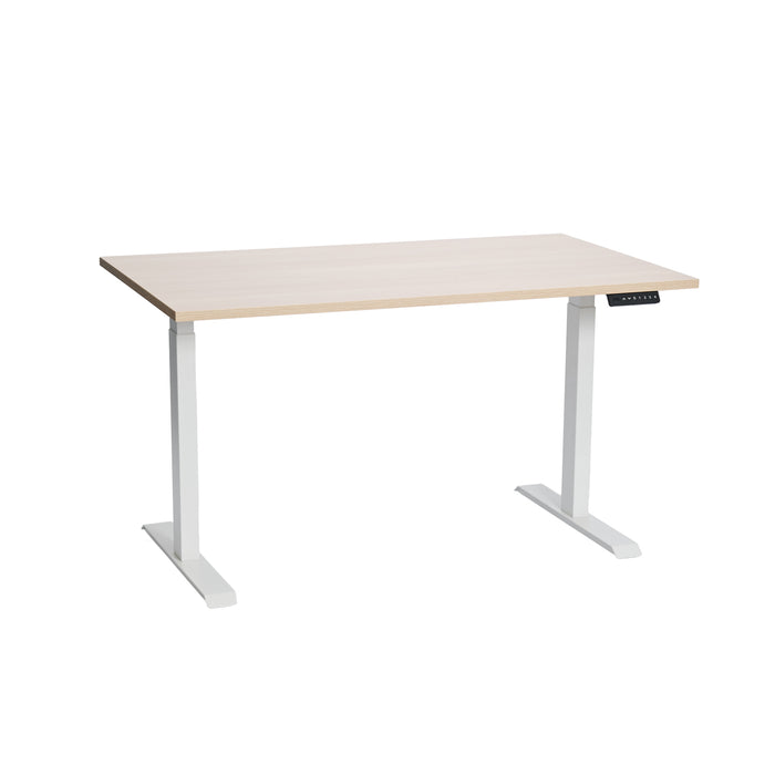 Stoo® Desk Duo sähköpöytä - Valkoinen runko, valkotammi pöytälevy